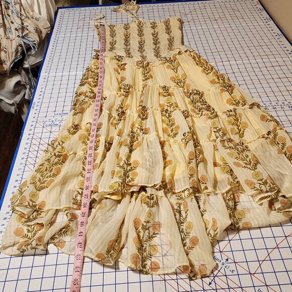 Free People Alejandra Floral Midi Dress Missing Strap Yellow Med - Picture 2 of 12